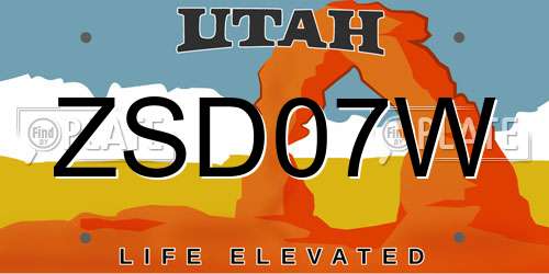 ZSD07W Utah License Plate