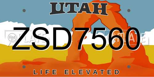 ZSD7560 Utah License Plate