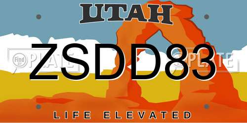ZSDD83 Utah License Plate