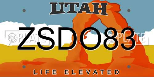 ZSDO83 Utah License Plate