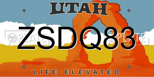 ZSDQ83 Utah License Plate