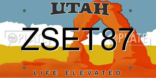 ZSET87 Utah License Plate