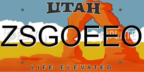 ZSGOEEO Utah License Plate