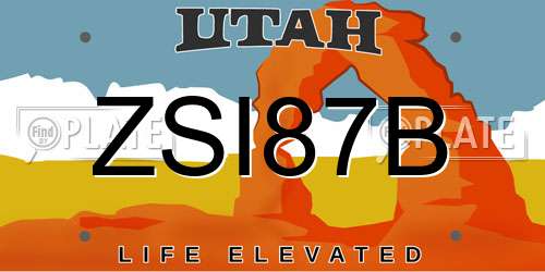 ZSI87B Utah License Plate