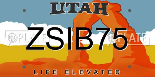 ZSIB75 Utah License Plate