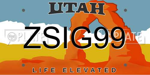 ZSIG99 Utah License Plate