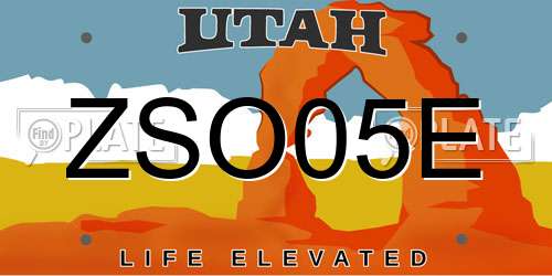 ZSO05E Utah License Plate