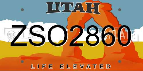 ZSO2860 Utah License Plate