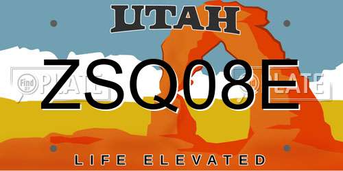 ZSQ08E Utah License Plate