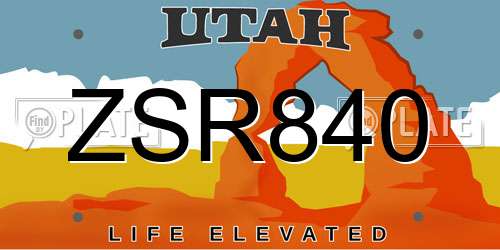 ZSR840 Utah License Plate