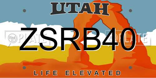 ZSRB40 Utah License Plate