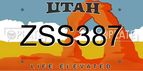 ZSS387 Utah License Plate