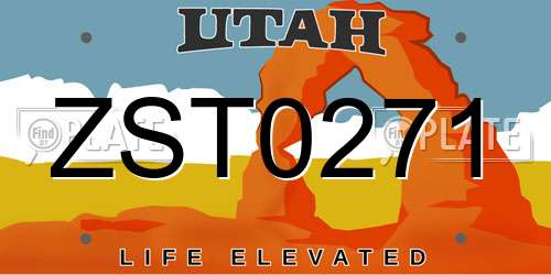 ZST0271 Utah License Plate