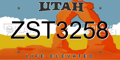 ZST3258 Utah License Plate