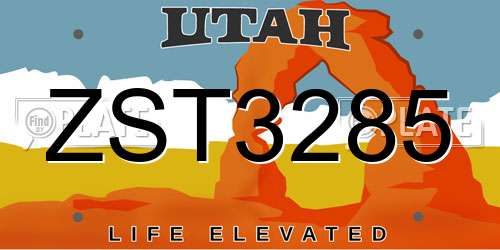 ZST3285 Utah License Plate