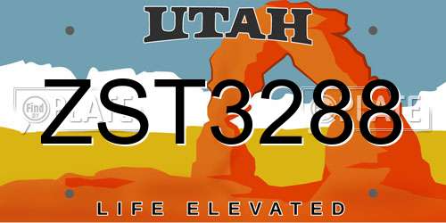 ZST3288 Utah License Plate