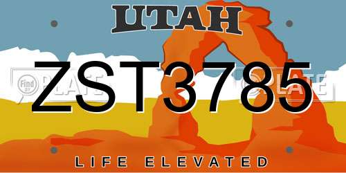 ZST3785 Utah License Plate