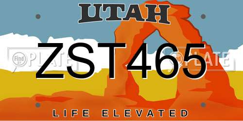ZST465 Utah License Plate