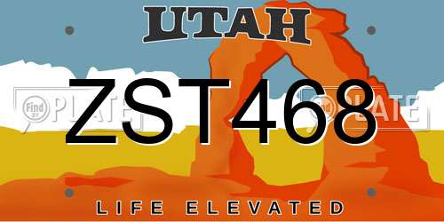 ZST468 Utah License Plate