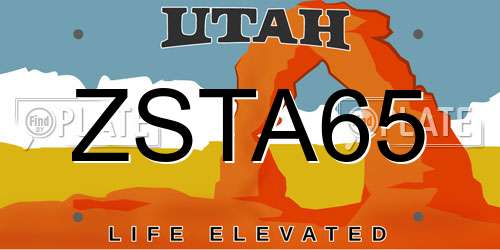 ZSTA65 Utah License Plate