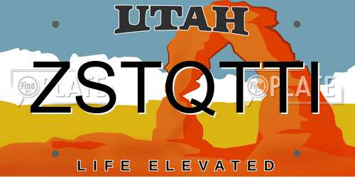 ZSTQTTI Utah License Plate