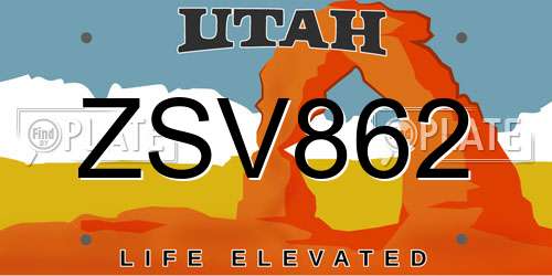 ZSV862 Utah License Plate