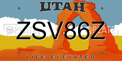 ZSV86Z Utah License Plate
