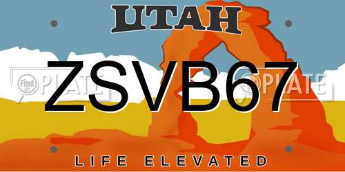 ZSVB67 Utah License Plate