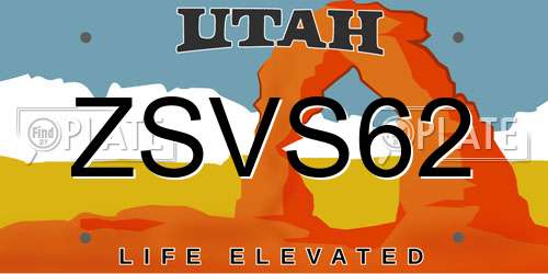 ZSVS62 Utah License Plate