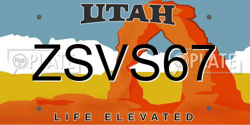 ZSVS67 Utah License Plate