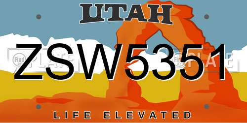 ZSW5351 Utah License Plate