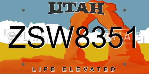 ZSW8351 Utah License Plate