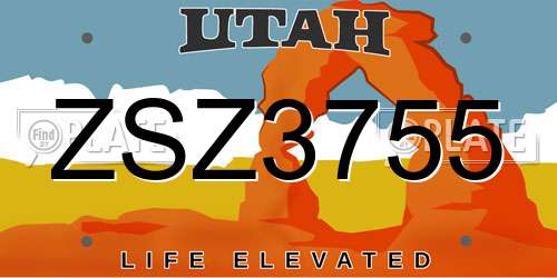 ZSZ3755 Utah License Plate