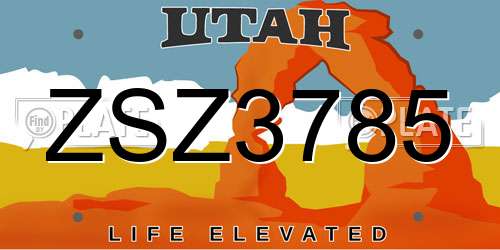 ZSZ3785 Utah License Plate