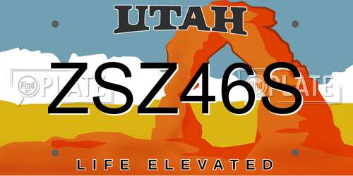 ZSZ46S Utah License Plate