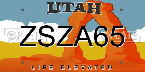 ZSZA65 Utah License Plate