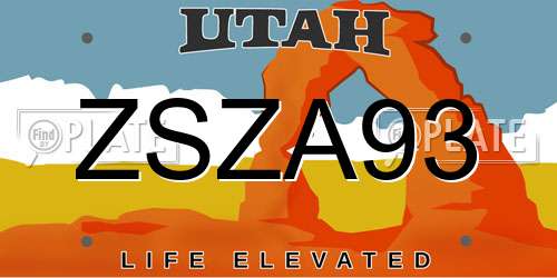 ZSZA93 Utah License Plate