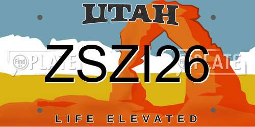ZSZI26 Utah License Plate