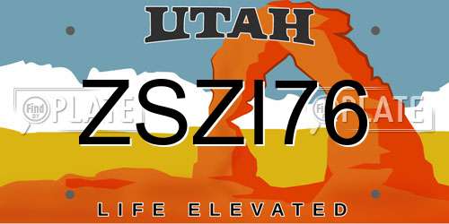 ZSZI76 Utah License Plate