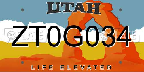 ZT0G034 Utah License Plate