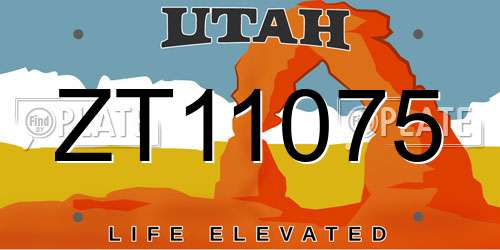 ZT11075 Utah License Plate