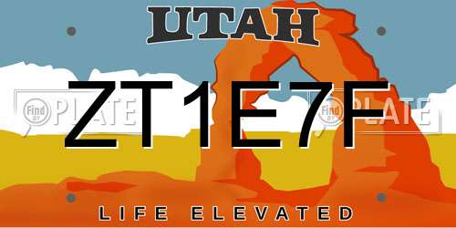 ZT1E7F Utah License Plate