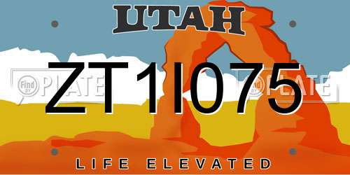 ZT1I075 Utah License Plate