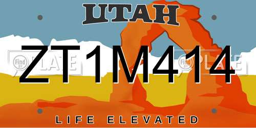 ZT1M414 Utah License Plate