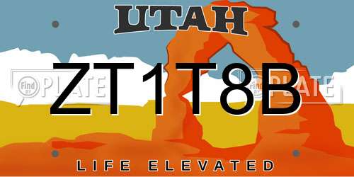 ZT1T8B Utah License Plate