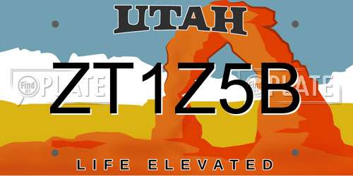 ZT1Z5B Utah License Plate