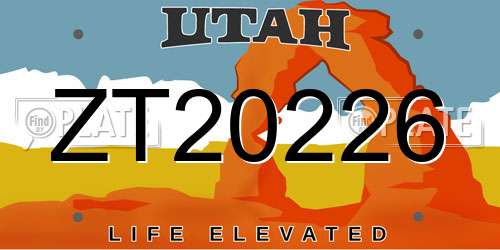 ZT20226 Utah License Plate
