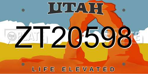 ZT20598 Utah License Plate