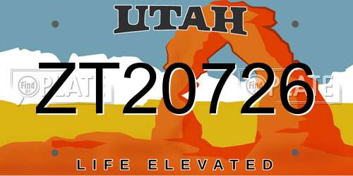 ZT20726 Utah License Plate
