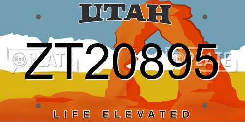 ZT20895 Utah License Plate